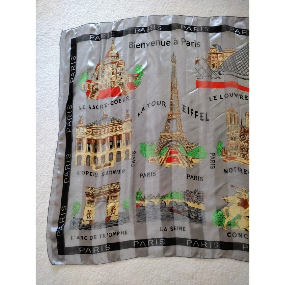 Unbranded Scarf Woman Parisian Landmarks Multicolor Multiuser Office Party 38X38